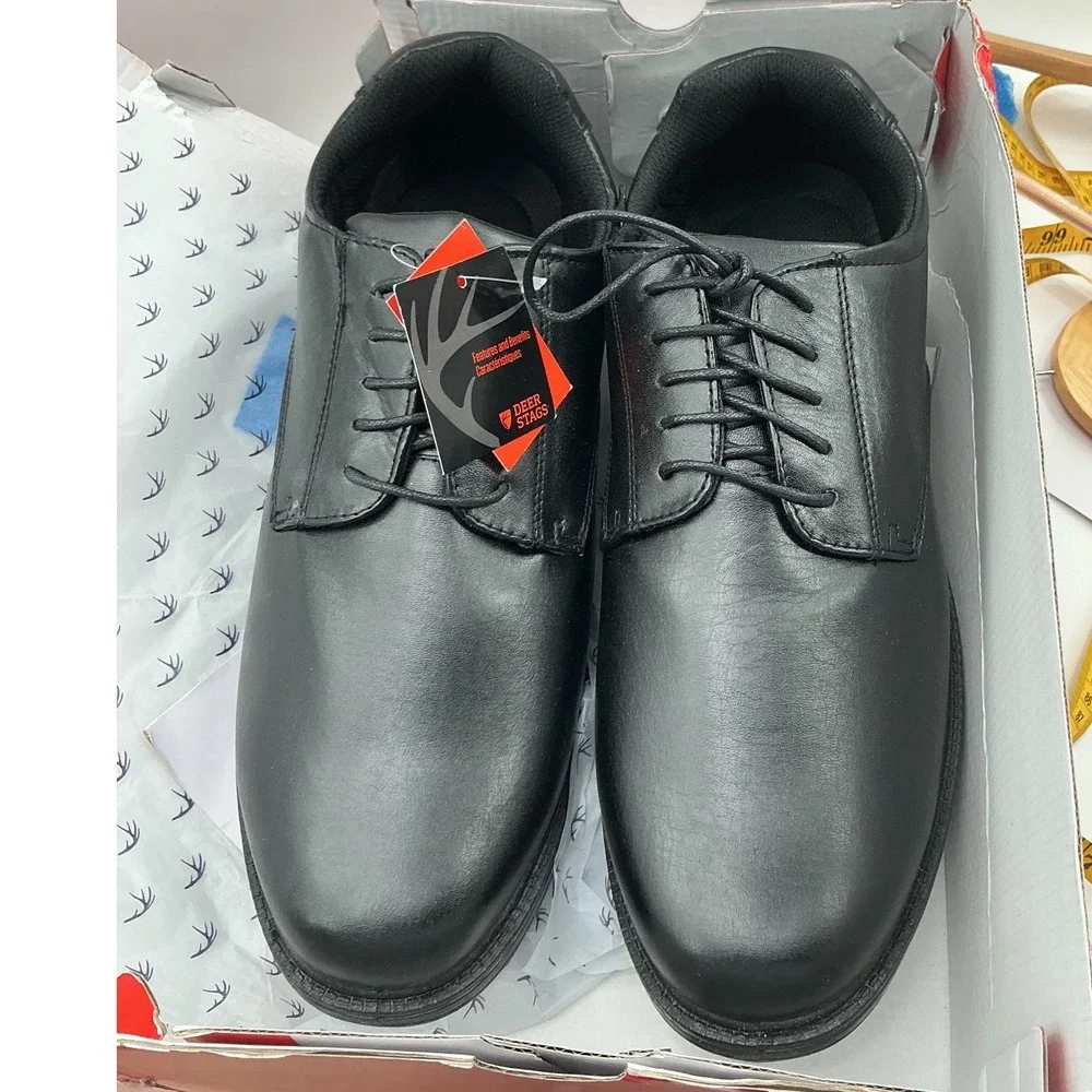 Deer Stags Crown Mens Black Vega Oxford Dress Shoes Slip Resistant Size 13 M